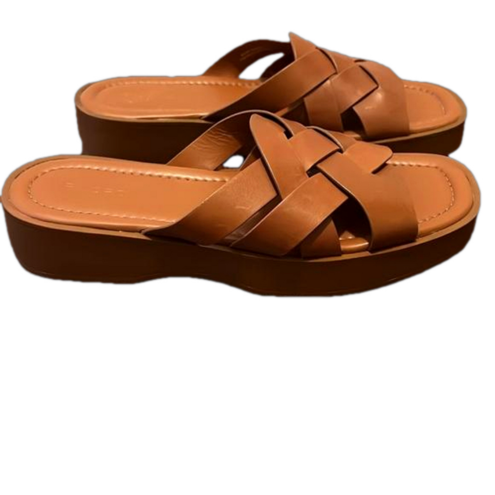 Pilcro Anthropologie Woven Slide Chestnut Sandals. Size 10.